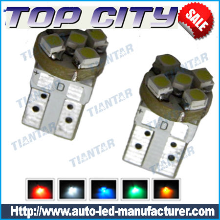 Topcity 360-Degree Shine 4-SMD 3528 T10 W5W Wedge Light LED Bulbs 158 168 175 194 2825 2827 - T10, 168, 194 LED